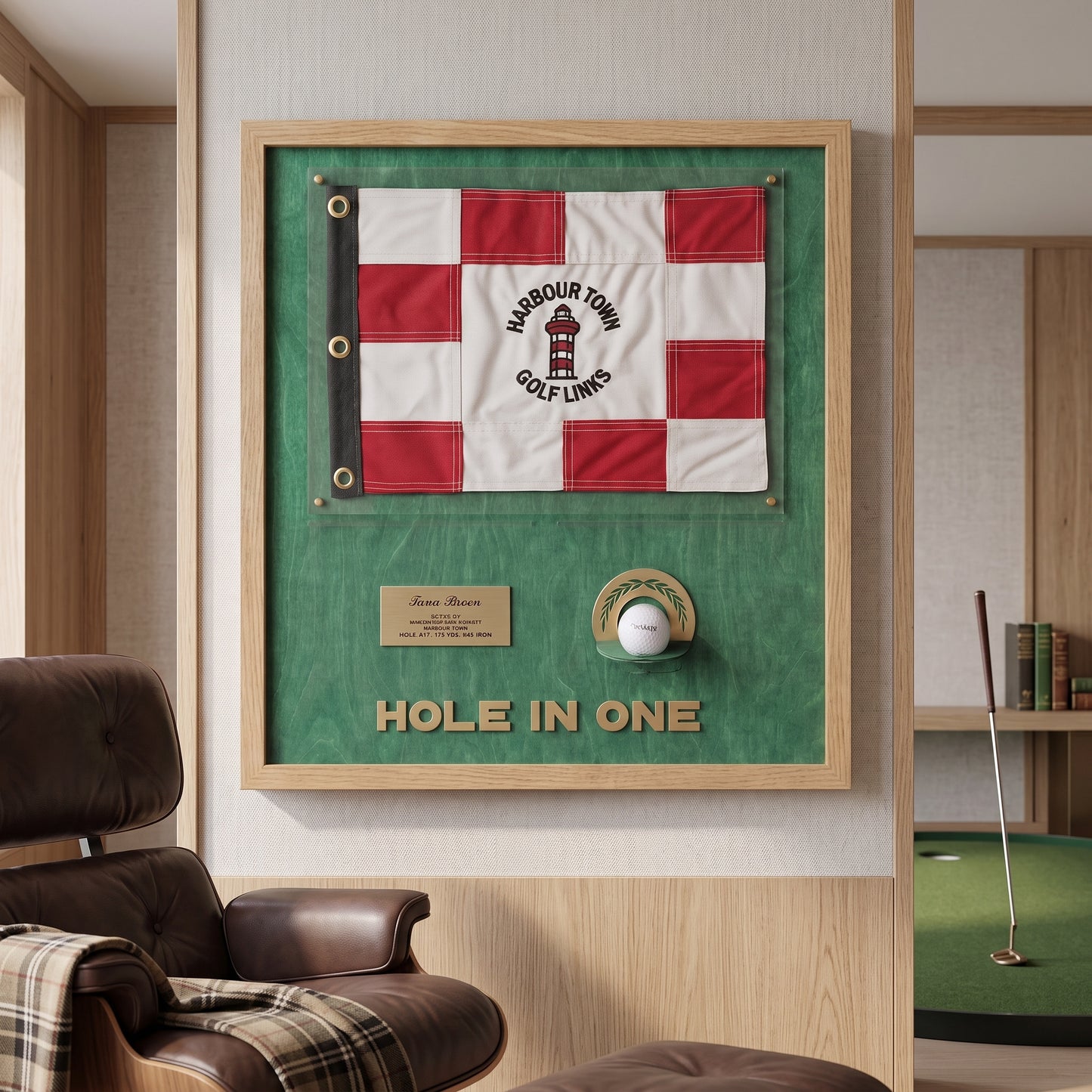 Personalized Hole in One Award | Golf Flag & Ball Display Frame | Unique Golf Achievement Gift