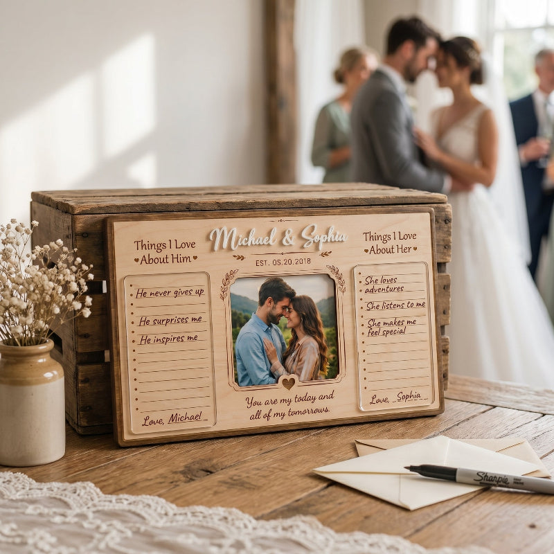 Things I Love About You Wooden Display, Personalized Anniversary Gift for Husband Wife, Custom Wedding Keepsake Plaque