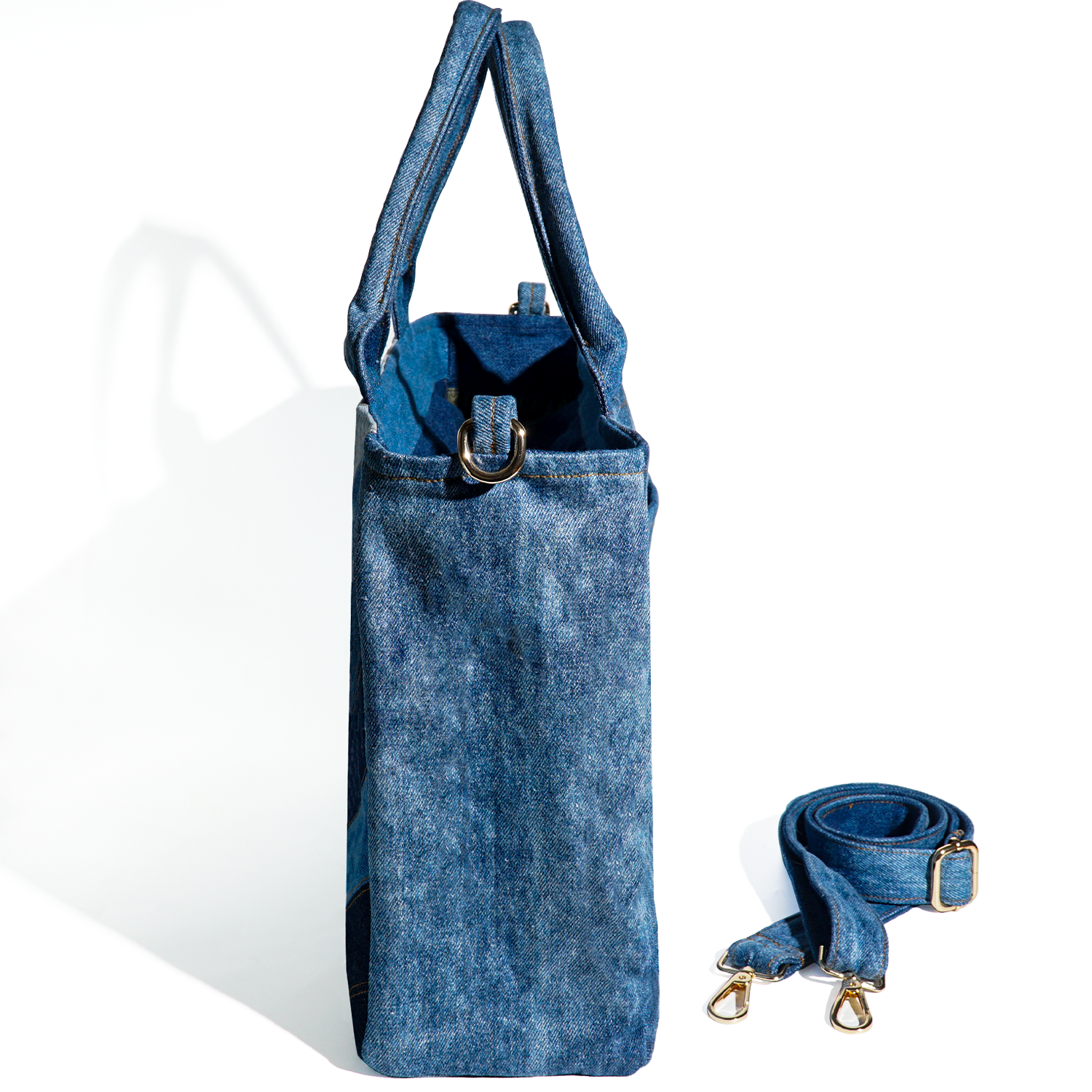 Eco-Friendly Recycle Chevron Large Capacity Denim Tote Bag for Women