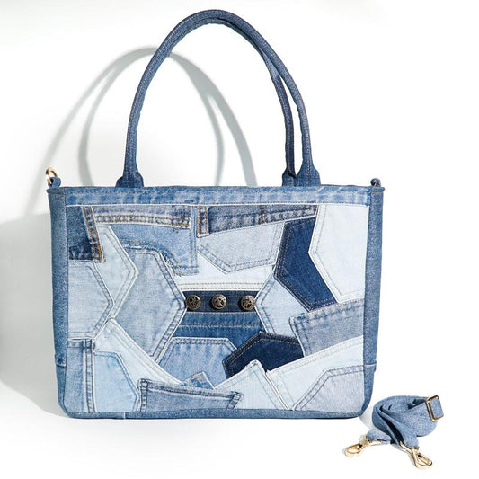 Recycle Vintage Patchwork Denim Tote Bag