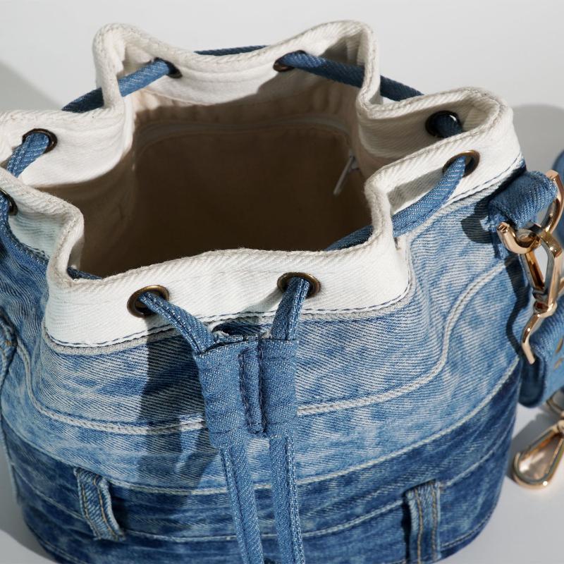 Eco-Friendly Recycled Denim Bucket Bag, Stylish Upcycled Jeans Bucket Bag