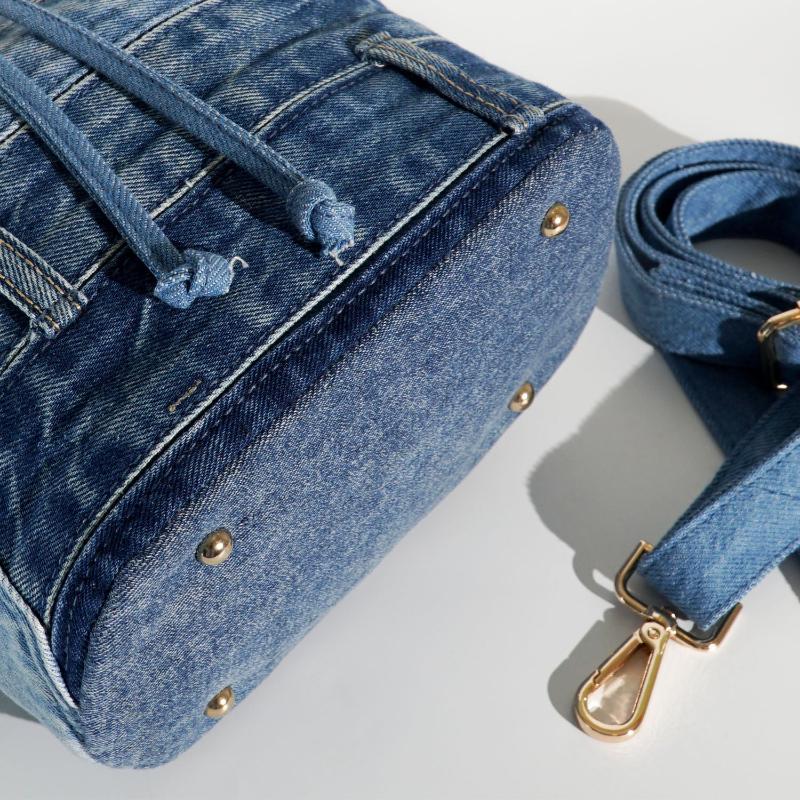Eco-Friendly Recycled Denim Bucket Bag, Stylish Upcycled Jeans Bucket Bag