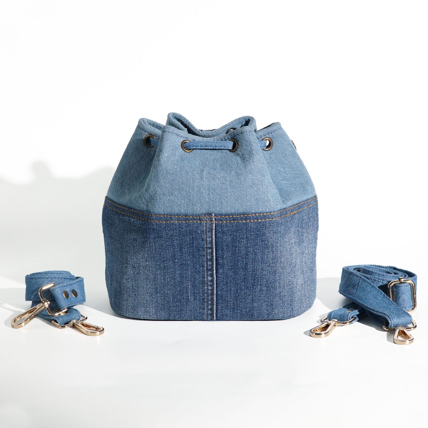Handcrafted Sustainable Recycled Denim Bucket Bag, Recycled Jeans Bag
