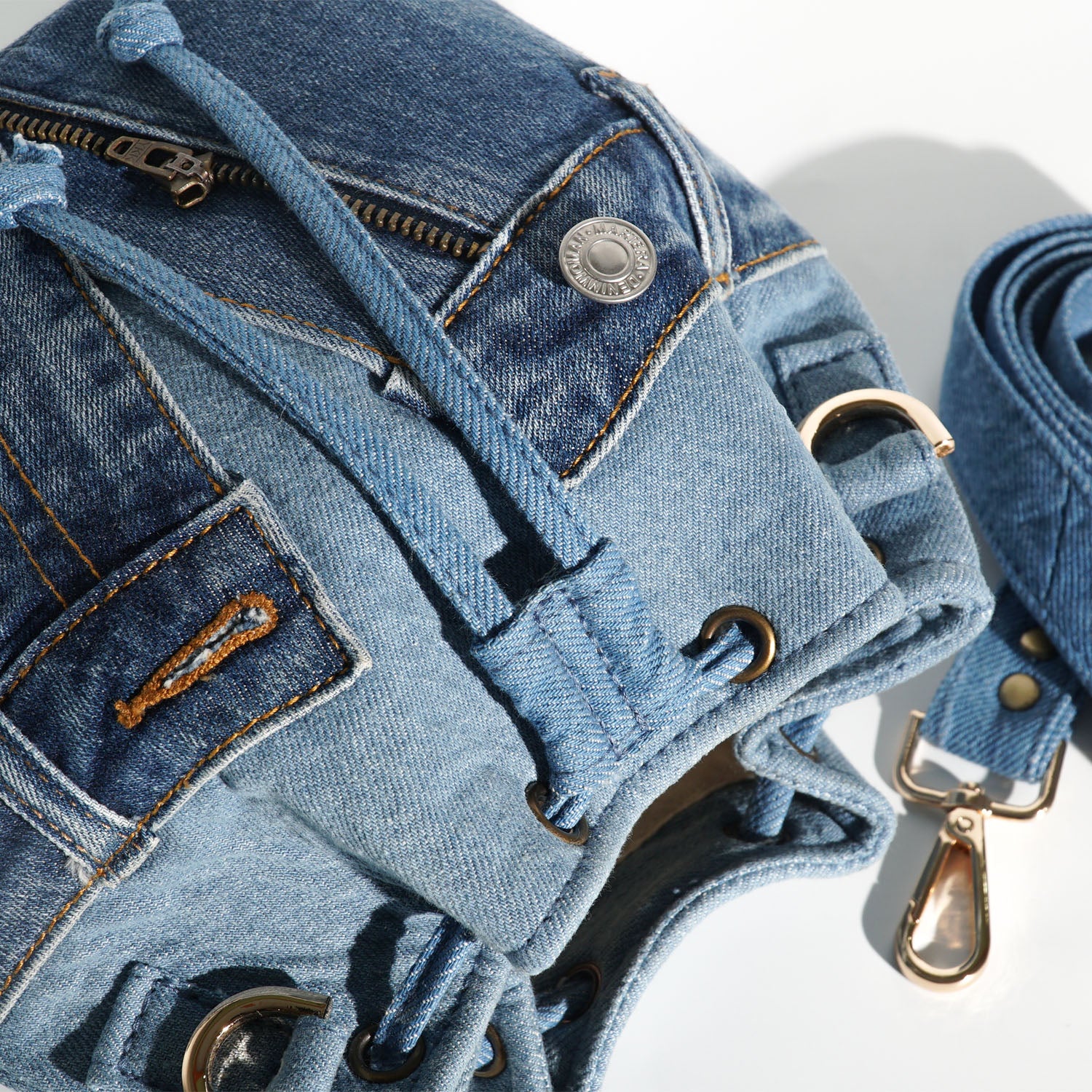 Handcrafted Sustainable Recycled Denim Bucket Bag, Recycled Jeans Bag