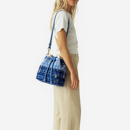 Eco-Friendly Recycled Denim Bucket Bag, Stylish Upcycled Jeans Bucket Bag