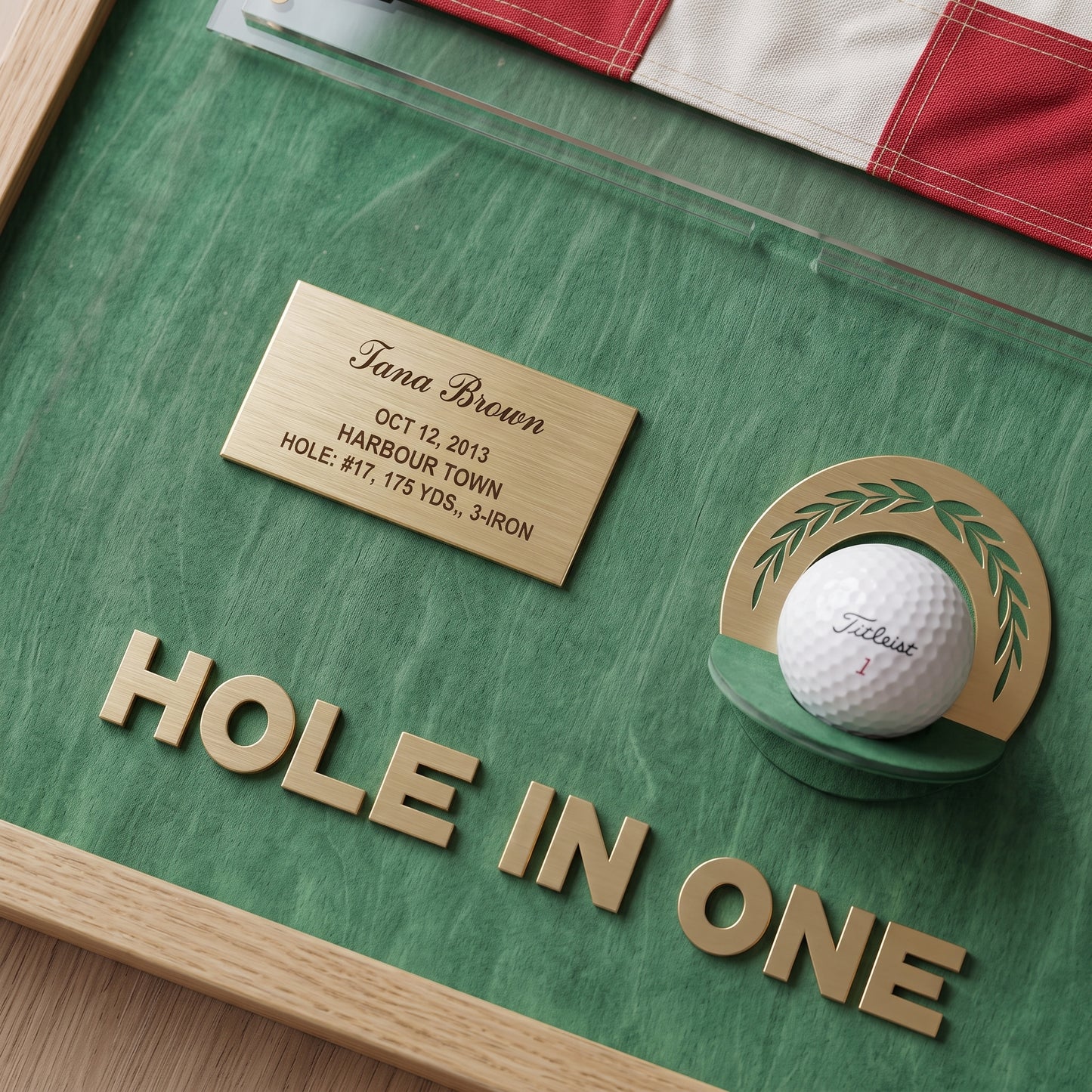 Personalized Hole in One Award | Golf Flag & Ball Display Frame | Unique Golf Achievement Gift