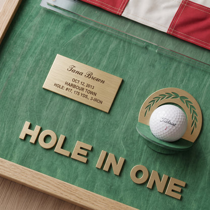 Personalized Hole in One Award | Golf Flag & Ball Display Frame | Unique Golf Achievement Gift