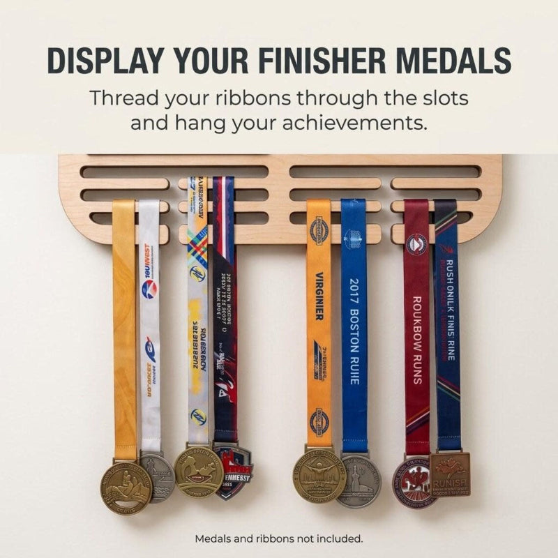 Personalized Running Medal Display, City Night Run Medal Hanger, Optional Race Bib Holder and Tracker