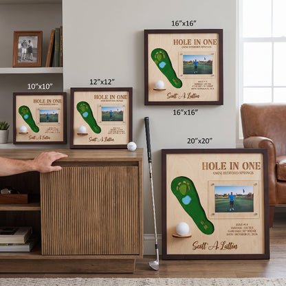 Personalized Hole in One Golf Display | Golf Ball Holder, Photo & Golf Course Map | Golf Gift For men