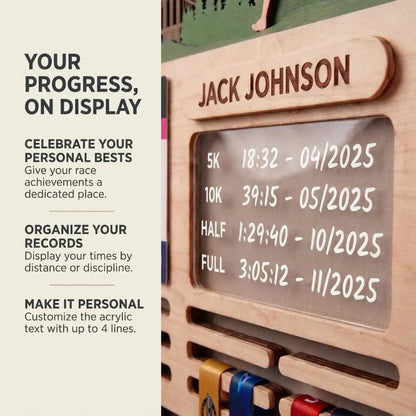Personalized Marathon Medal Holder, City Running Design, Race Bib Display, Custom Medal Hanger