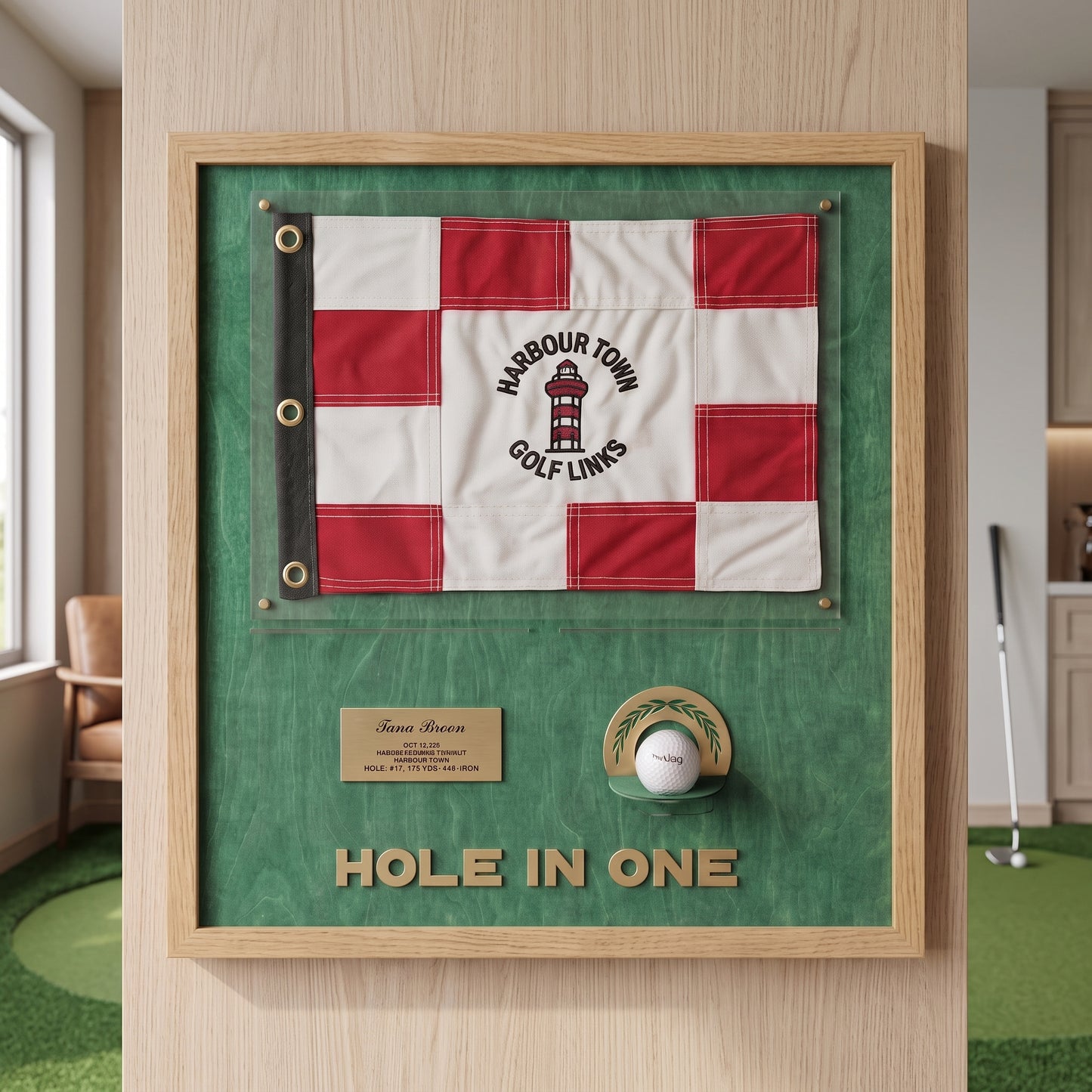 Personalized Hole in One Award | Golf Flag & Ball Display Frame | Unique Golf Achievement Gift