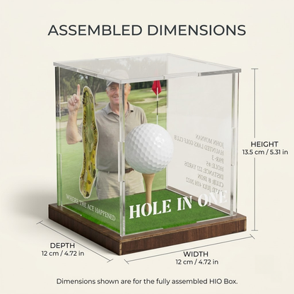 Hole in One Display with Photo, Personalized Golf Ball & Course Map Mica Box, Custom Golf Gift for Dad, Golf Keepsake for Him