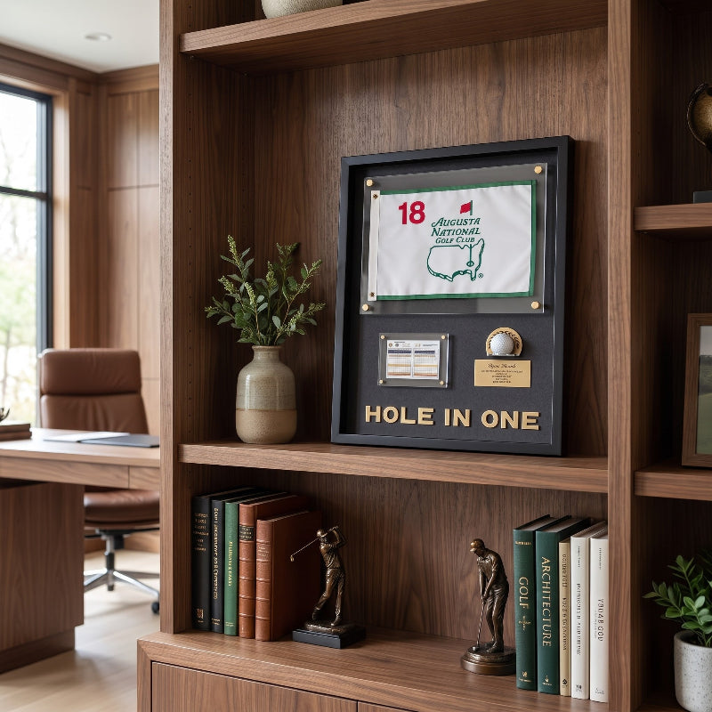 Personalized Hole in One Achievement Display, Personalized Golf Ball & Flag Score Frame, Modern Golf Gift for Him
