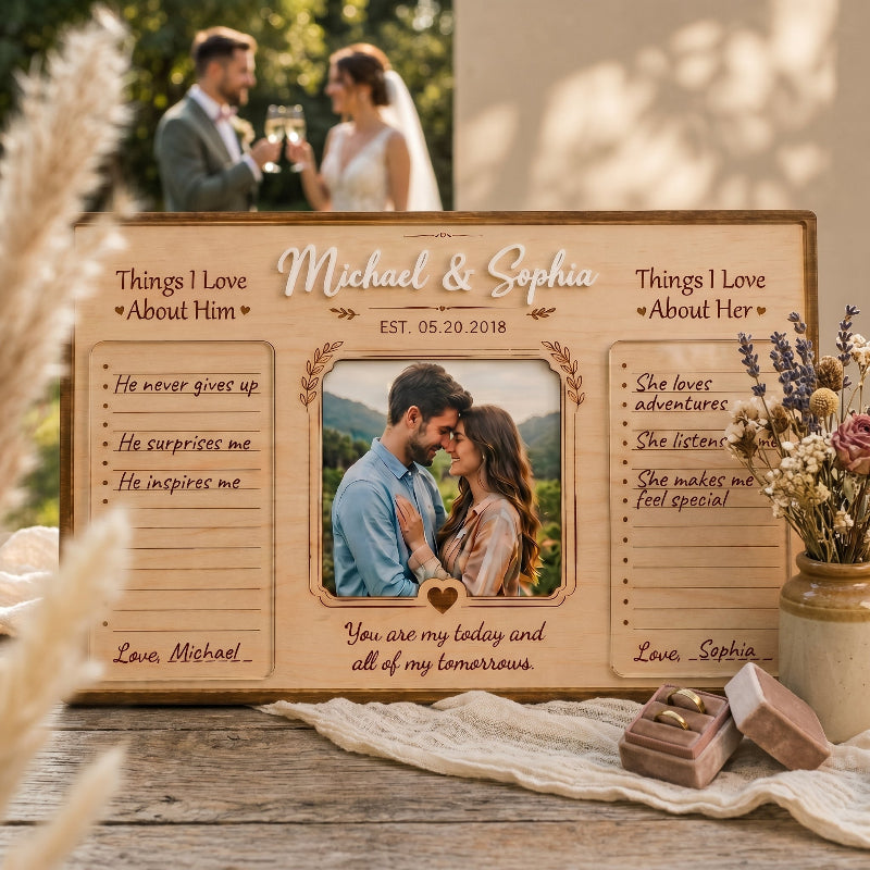 Things I Love About You Wooden Display, Personalized Anniversary Gift for Husband Wife, Custom Wedding Keepsake Plaque