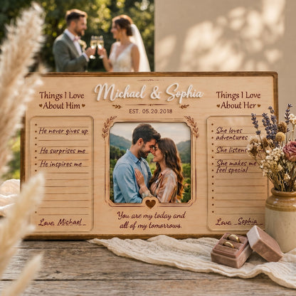 Things I Love About You Wooden Display, Personalized Anniversary Gift for Husband Wife, Custom Wedding Keepsake Plaque