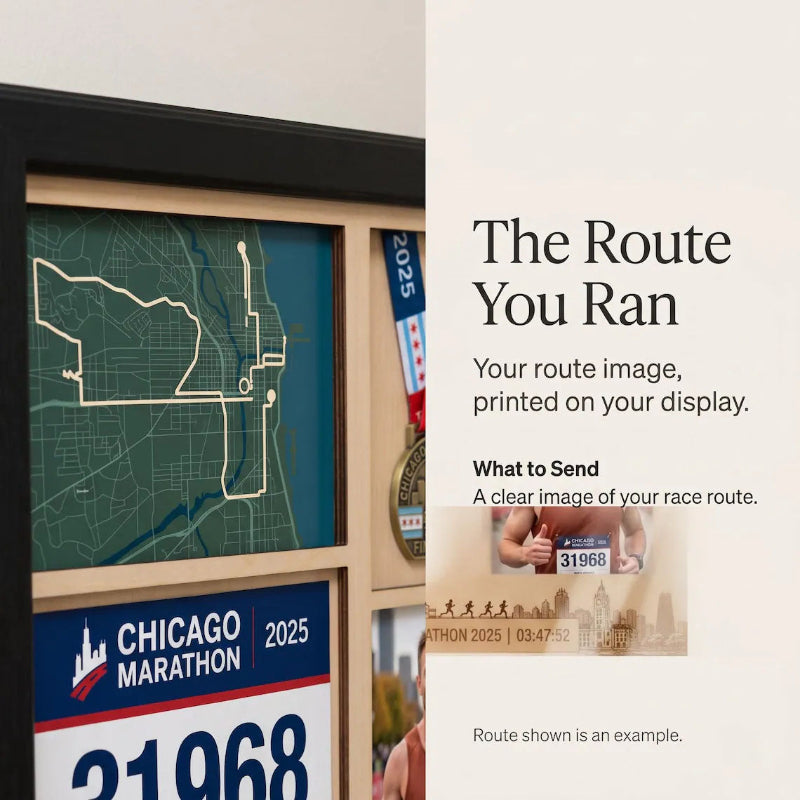 Chicago Marathon Shadow Box Display, Race Bib Medal and Photo Holder, Personalized Running Memory Box for Marathon Runners