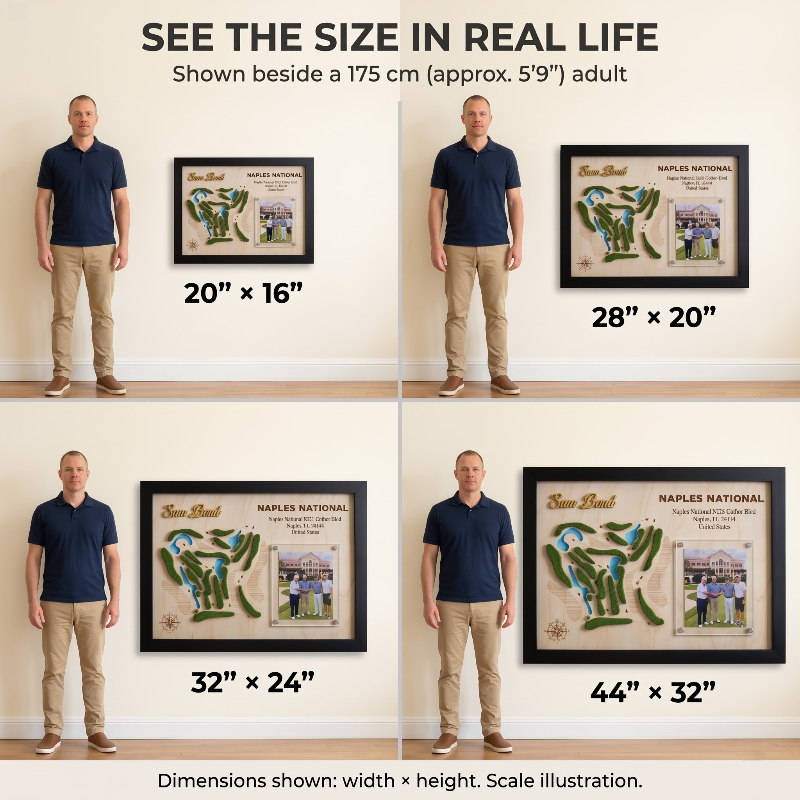 Custom Golf Wall Decor with Course Map, Personalized Golfer Name & Photo Display, Golf Gift for Him, Golf Room Art