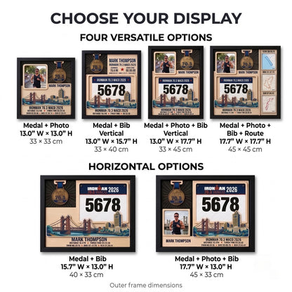 Waco Triathlon Medal Display, Personalized Medal Hanger with Photo, Race Bib & Route Options, Triathlete Gift