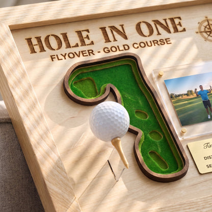 Personalized Hole in One Golf Display | Golf Ball Holder, Photo & Course Map | BrassTag Golf Gift