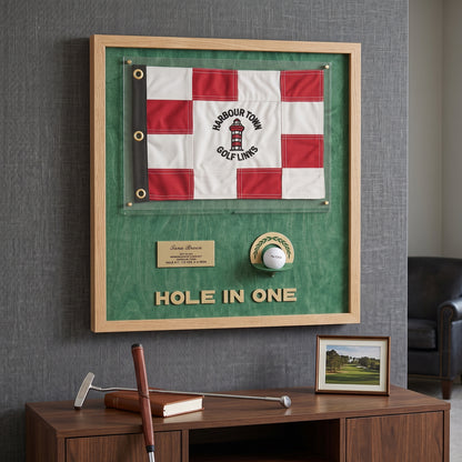 Personalized Hole in One Award | Golf Flag & Ball Display Frame | Unique Golf Achievement Gift