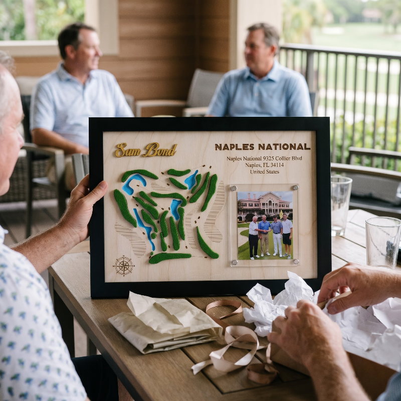 Custom Golf Wall Decor with Course Map, Personalized Golfer Name & Photo Display, Golf Gift for Him, Golf Room Art