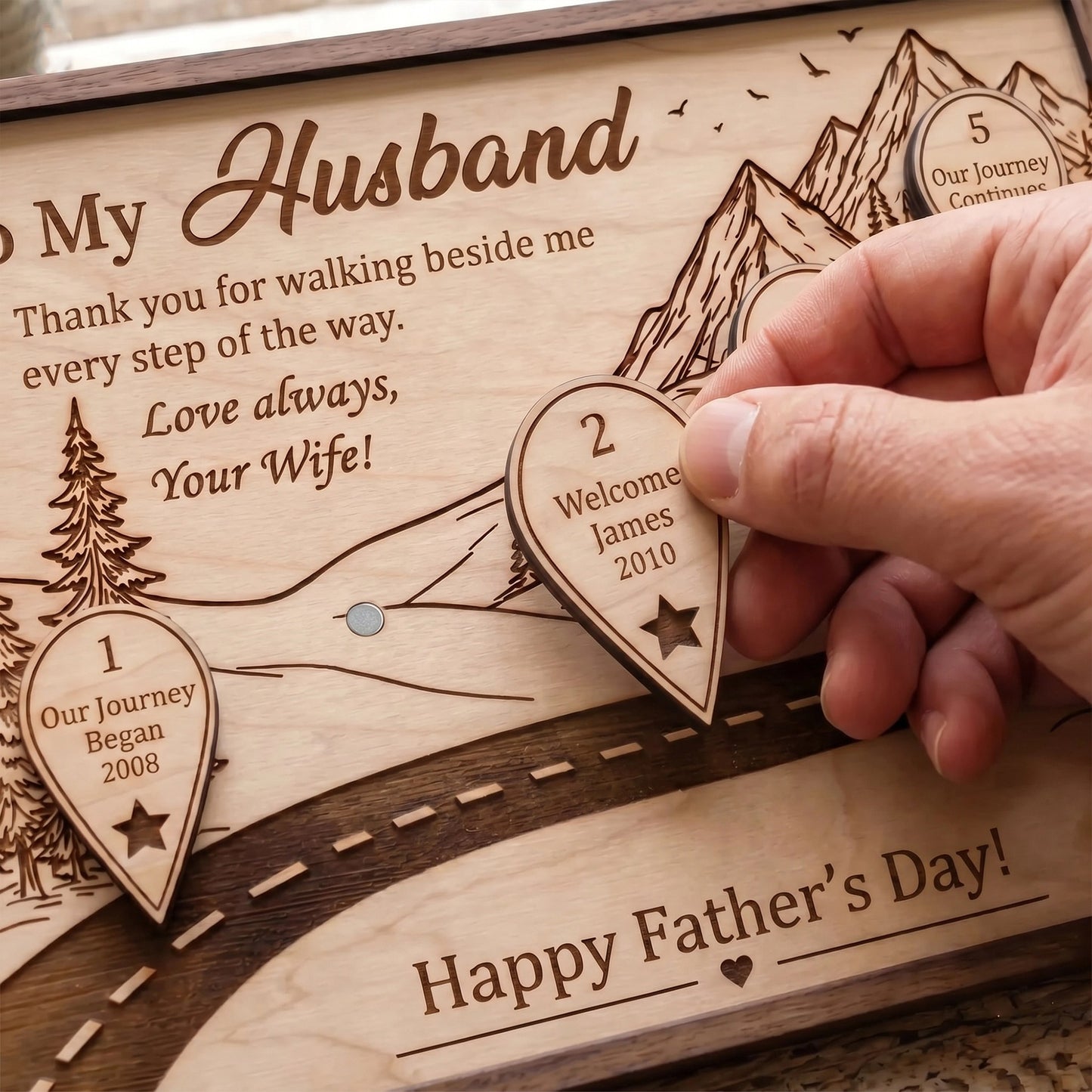 Thank You for Walking Beside Me Timeline Wooden Sign, Personalized Husband Gift, Father’s Day Gift for Husband, Custom Road Love Story Plaque