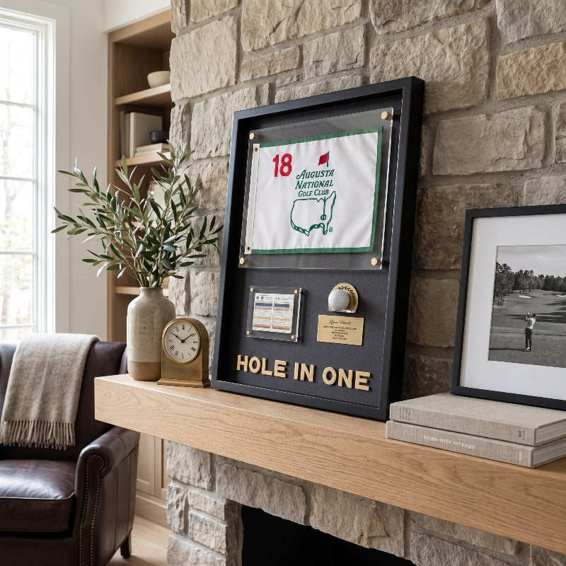 Personalized Hole in One Achievement Display, Personalized Golf Ball & Flag Score Frame, Modern Golf Gift for Him