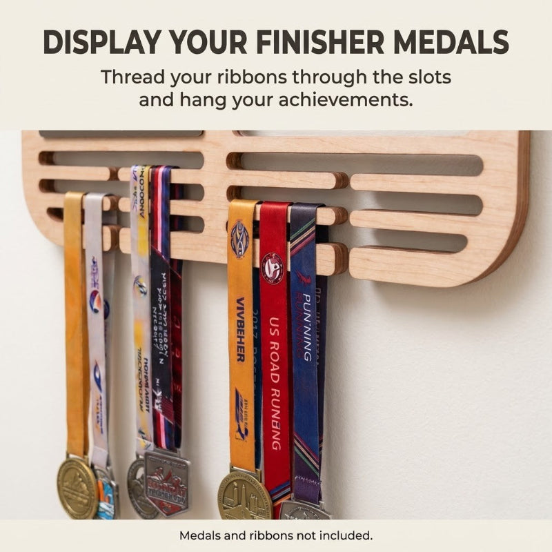 Personalized Triathlon Medal Holder, Layered Mountain Medal Display, Optional Race Bib Holder, Triathlete Gift
