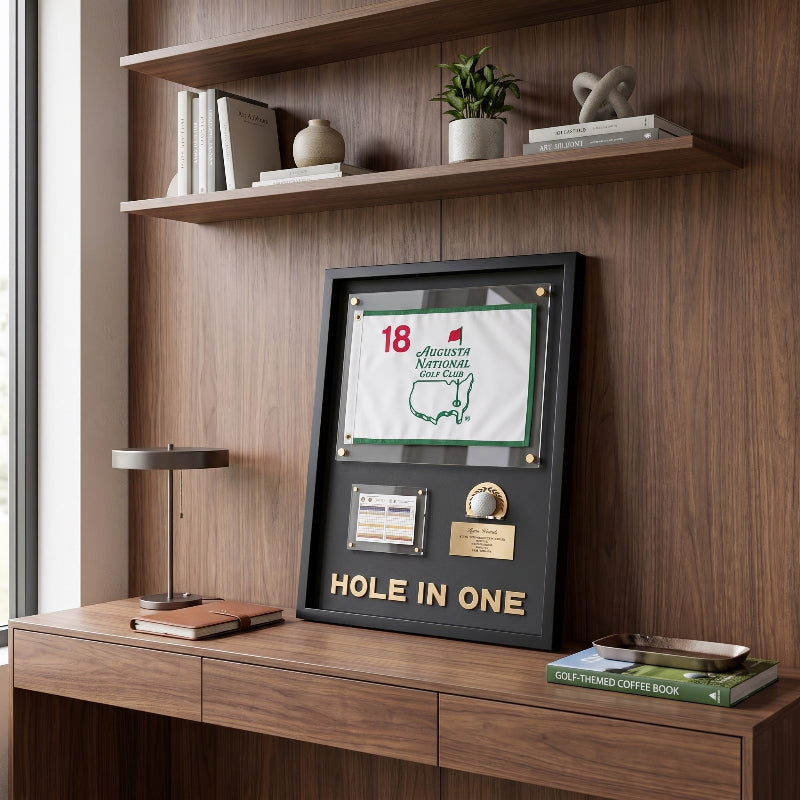 Personalized Hole in One Achievement Display, Personalized Golf Ball & Flag Score Frame, Modern Golf Gift for Him