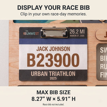 Personalized Triathlon Medal Display, Forest Medal Hanger, Optional Race Bib Holder, Triathlete Gift