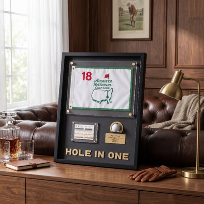 Personalized Hole in One Achievement Display, Personalized Golf Ball & Flag Score Frame, Modern Golf Gift for Him