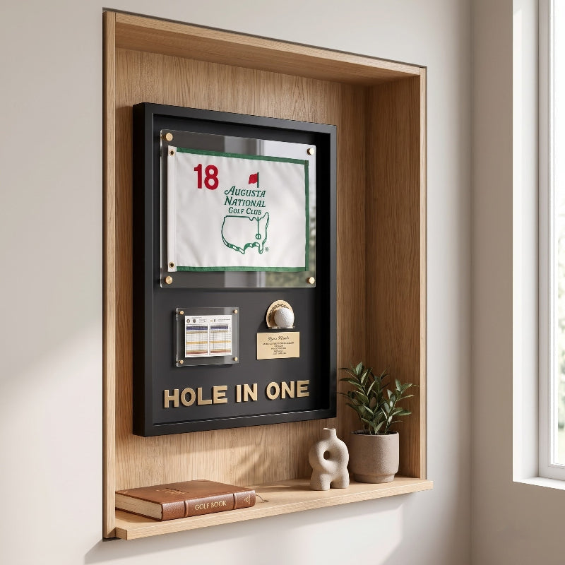 Personalized Hole in One Achievement Display, Personalized Golf Ball & Flag Score Frame, Modern Golf Gift for Him