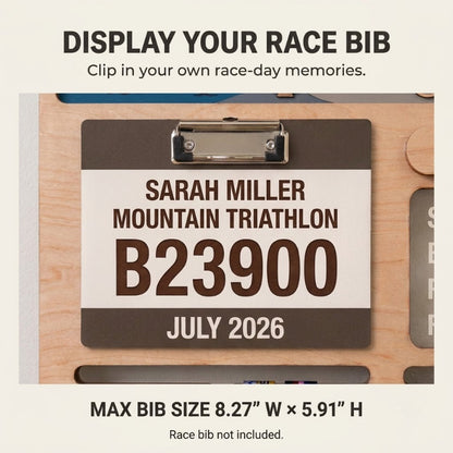 Personalized Triathlon Medal Holder, Layered Mountain Medal Display, Optional Race Bib Holder, Triathlete Gift