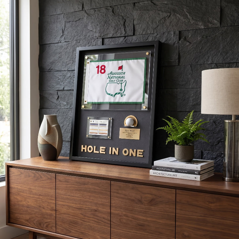 Personalized Hole in One Achievement Display, Personalized Golf Ball & Flag Score Frame, Modern Golf Gift for Him