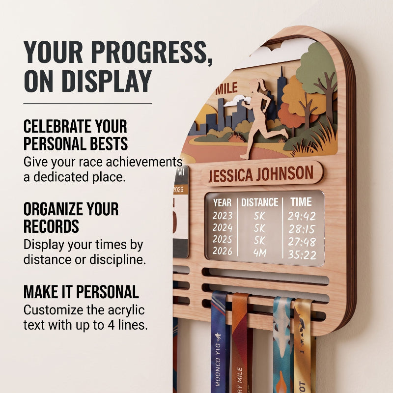 Running Medal Holder, New York Turkey Trot, Race Bib Display, Custom Medal Hanger, Race Medal Display, 5K Medal Holder