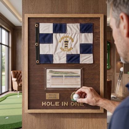 Hole in One Score Display | Personalized Golf Ball & Flag Achievement Frame | Golf Award Gift