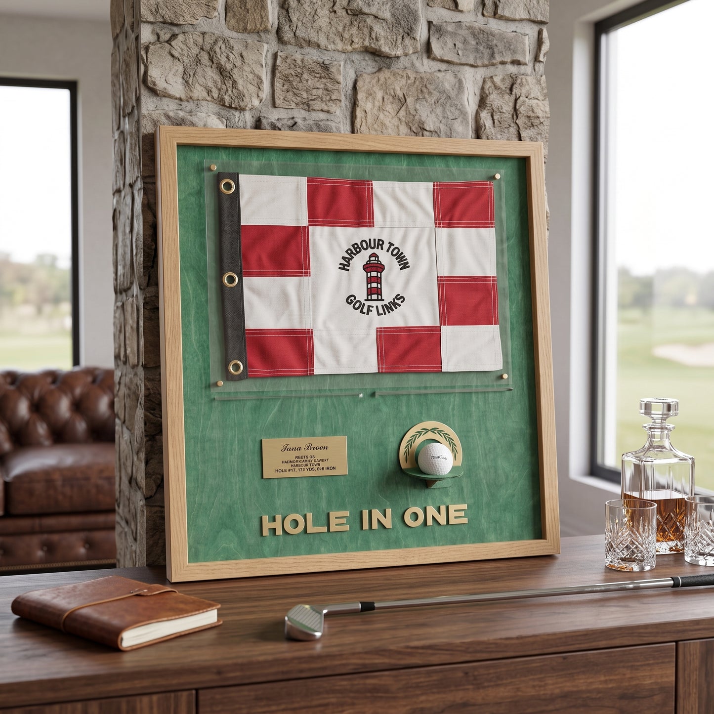 Personalized Hole in One Award | Golf Flag & Ball Display Frame | Unique Golf Achievement Gift