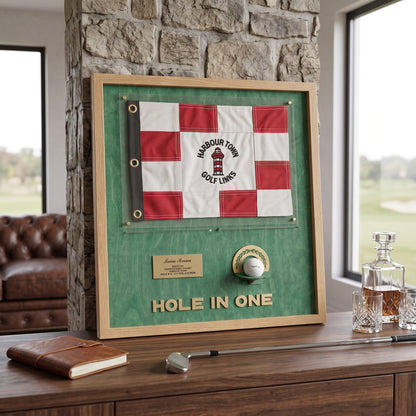 Personalized Hole in One Award | Golf Flag & Ball Display Frame | Unique Golf Achievement Gift