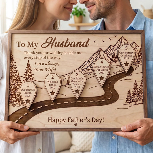 Thank You for Walking Beside Me Timeline Wooden Sign, Personalized Husband Gift, Father’s Day Gift for Husband, Custom Road Love Story Plaque