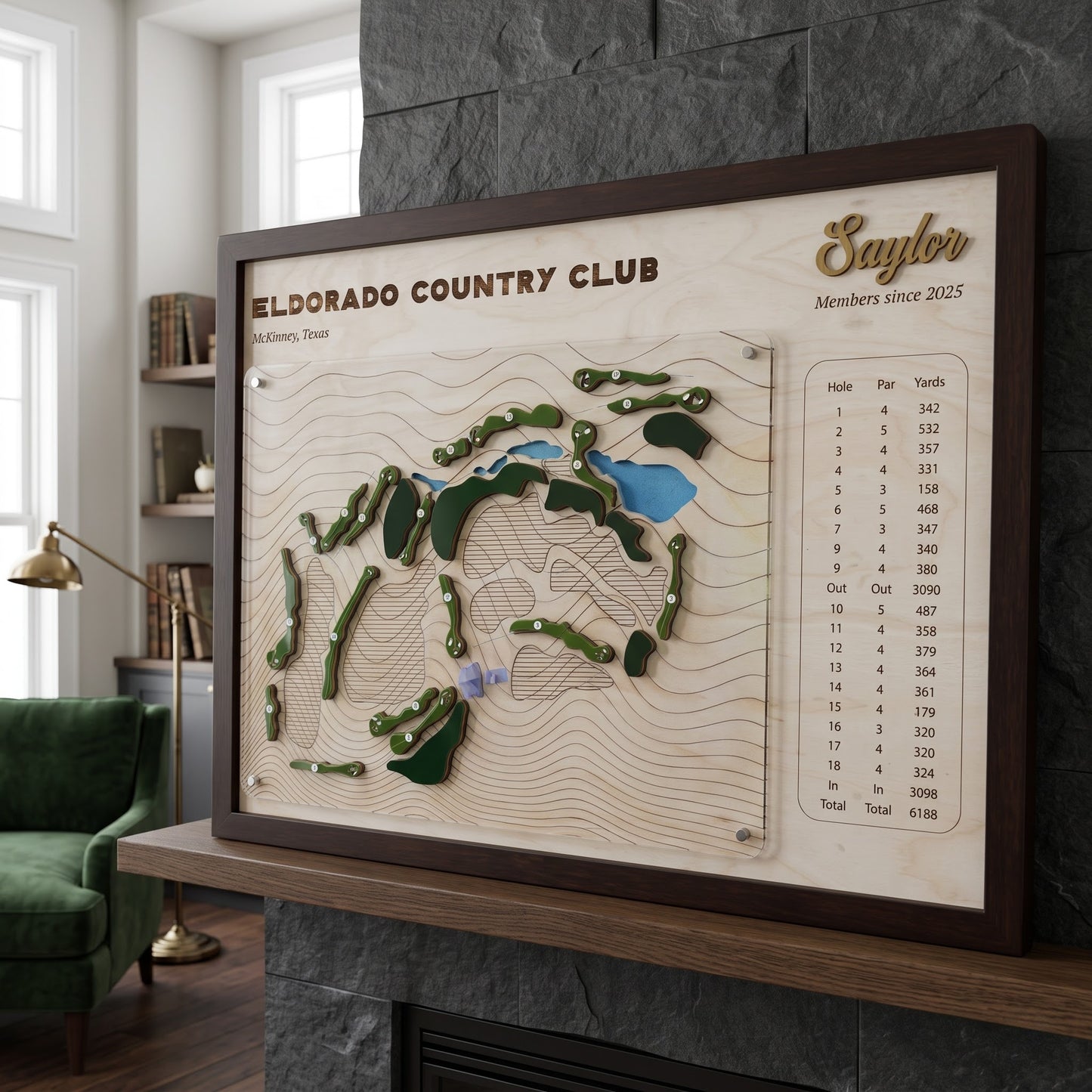 Personalized Golf Course Map with Scorecard | Custom Golf Gift for Him | Golf Wall Decor Display