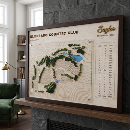 Personalized Golf Course Map with Scorecard | Custom Golf Gift for Him | Golf Wall Decor Display