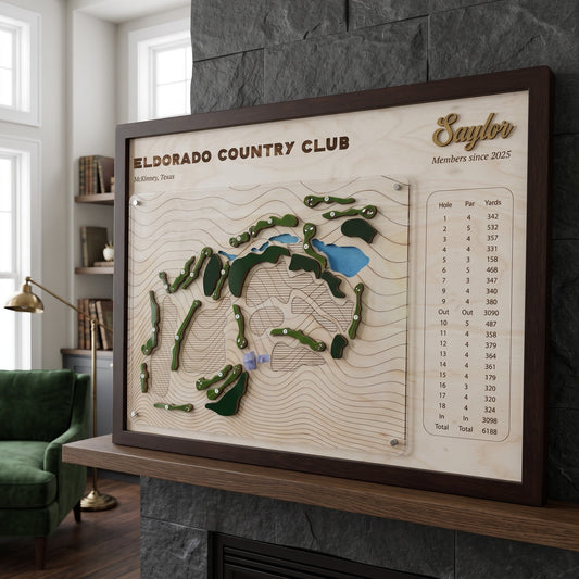 Personalized Golf Course Map with Scorecard | Custom Golf Gift for Him | Golf Wall Decor Display