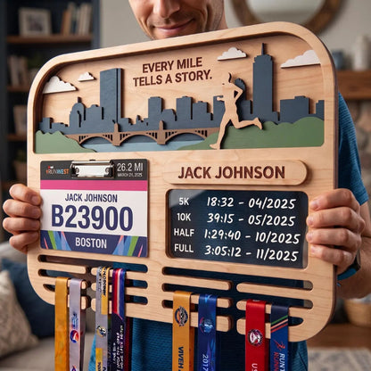 Boston Marathon Medal Holder Race Bib Display Personalized Running Medal Display