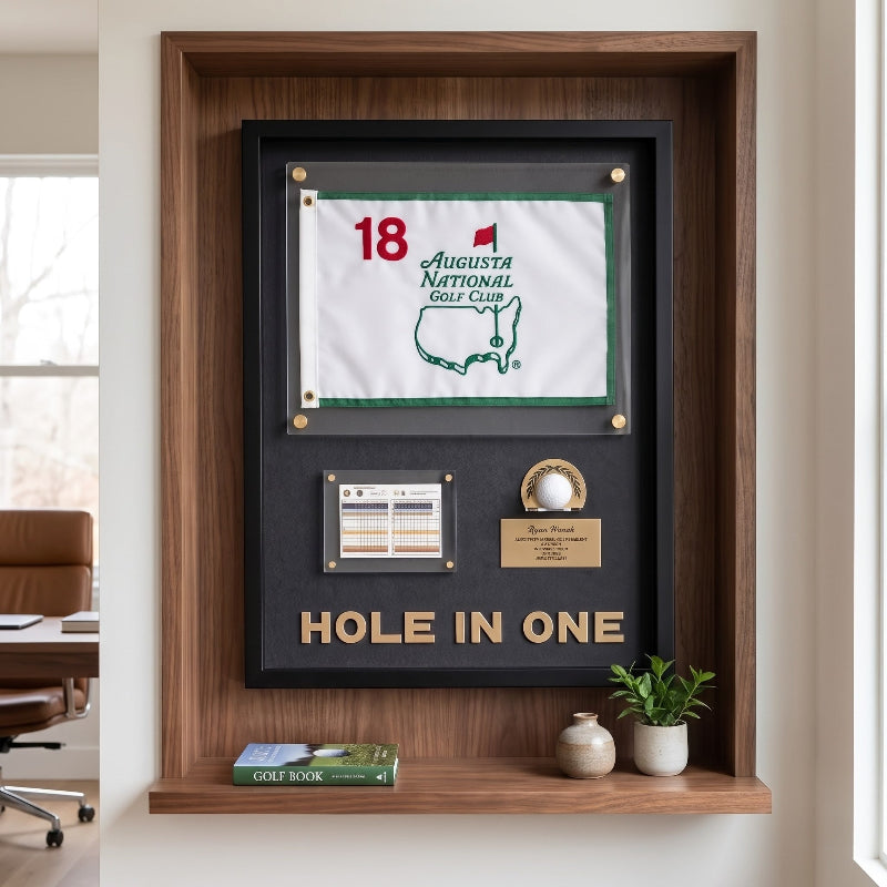 Personalized Hole in One Achievement Display, Personalized Golf Ball & Flag Score Frame, Modern Golf Gift for Him