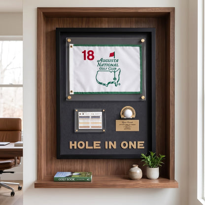 Personalized Hole in One Achievement Display, Personalized Golf Ball & Flag Score Frame, Modern Golf Gift for Him
