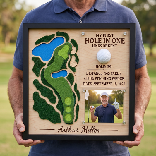 Personalized Hole in One Display, First Hole in One Gift, Golf Course Map, Acrylic Golf Ball Holder