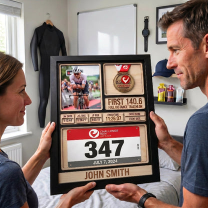 1st Triathlon Medal Holder, Personalized Triathlon Finisher Gift, Swim Bike Run Medal Display, Race Achievement Hanger