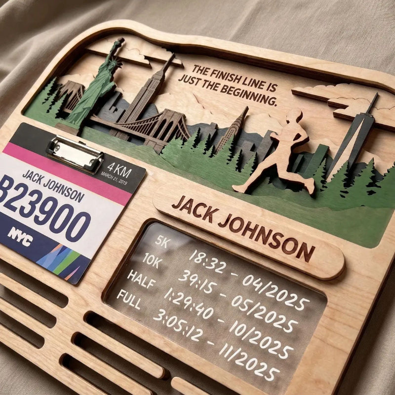 Personalized Marathon Medal Holder, City Running Design, Race Bib Display, Custom Medal Hanger