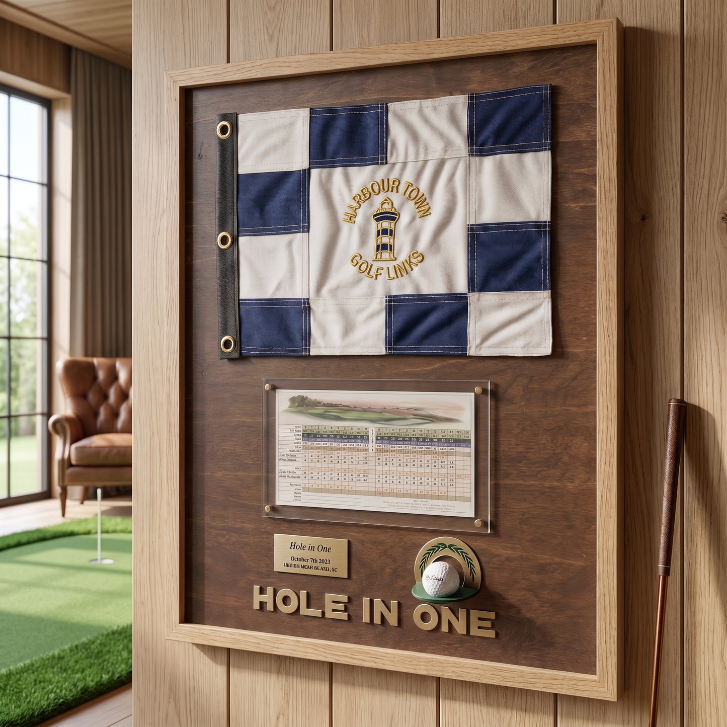 Hole in One Score Display | Personalized Golf Ball & Flag Achievement Frame | Golf Award Gift
