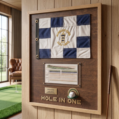 Hole in One Score Display | Personalized Golf Ball & Flag Achievement Frame | Golf Award Gift